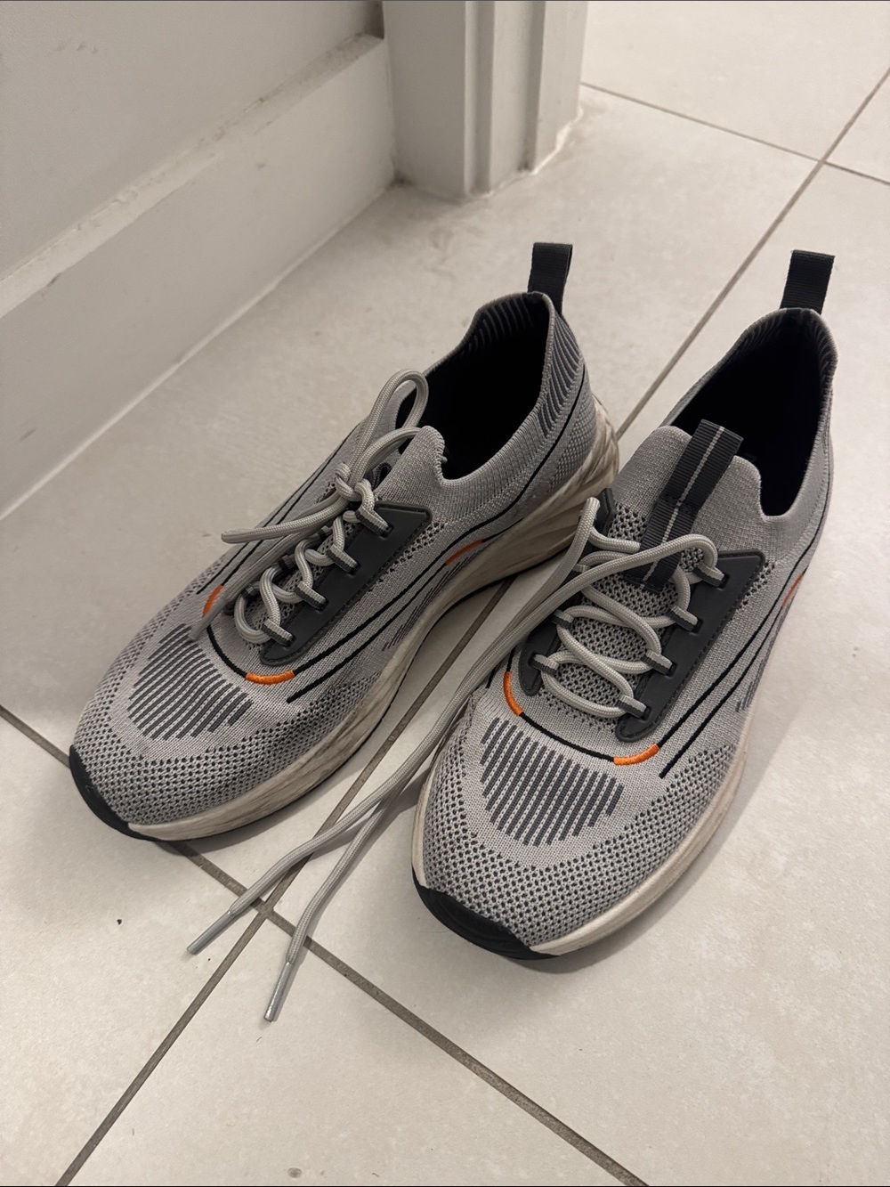 Pull&Bear Gray and Orange Men’s Athletic Knit Sneakers